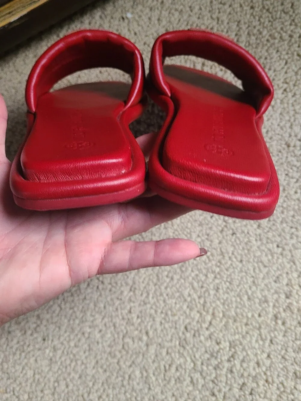 Tory Burch Red Slide Sandals with Gold Logo